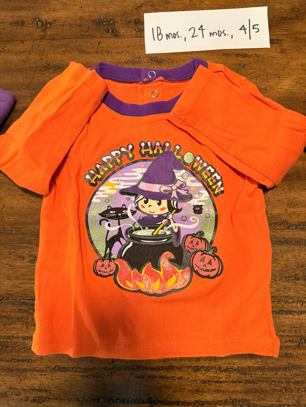 Kids Orange Halloween Witch T-Shirt Costume